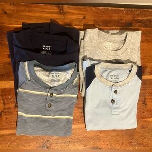 Carter's Kids Long Sleeve Tees - Light Blue, Navy, Gray